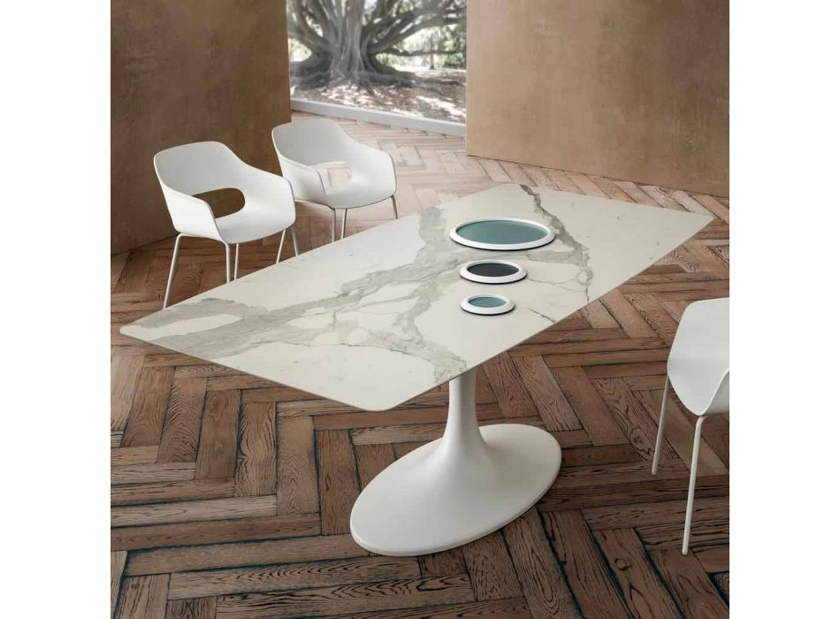 Barrel Dining Table in Laminam and Synthetic Marble Made in Italy - Brontolo
