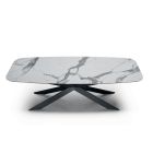 Barrel-shaped Dining Table in Marble Effect Laminate Made in Italy - Grotta Viadurini