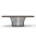 Barrel Dining Table in Wood and Black Metal Made in Italy - Alfero