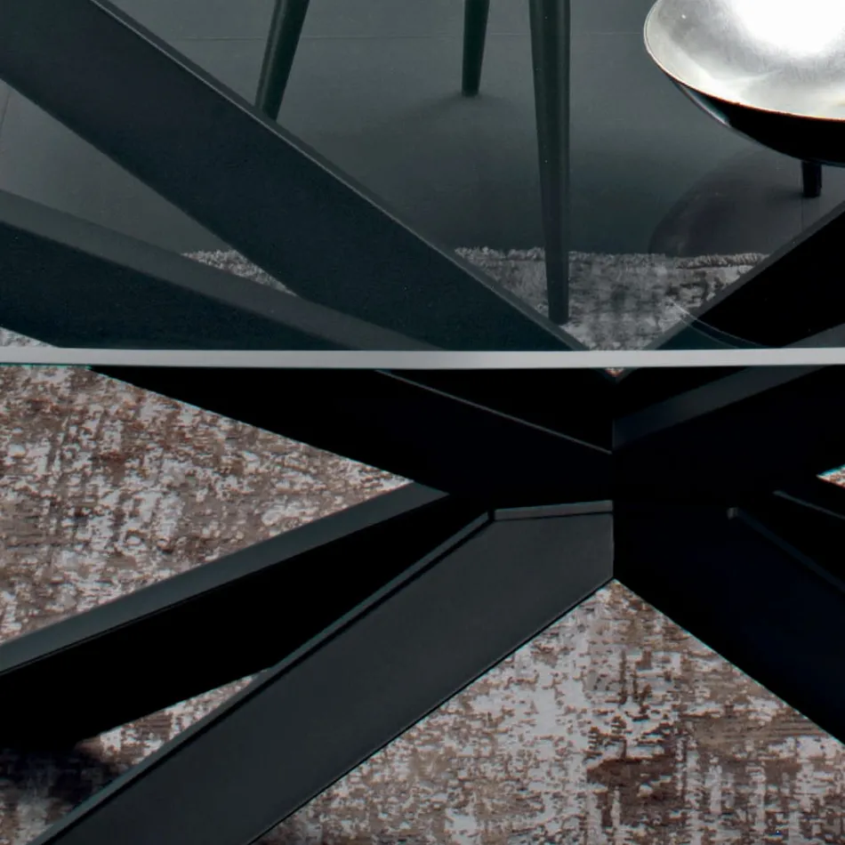 Barrel-shaped Dining Table in Glass and Steel Made in Italy - Cave Viadurini