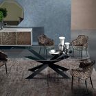 Barrel-shaped Dining Table in Glass and Steel Made in Italy - Cave Viadurini