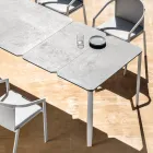 Extendable Outdoor Dining Table 318 cm in Aluminum and Stoneware - Filomena Viadurini