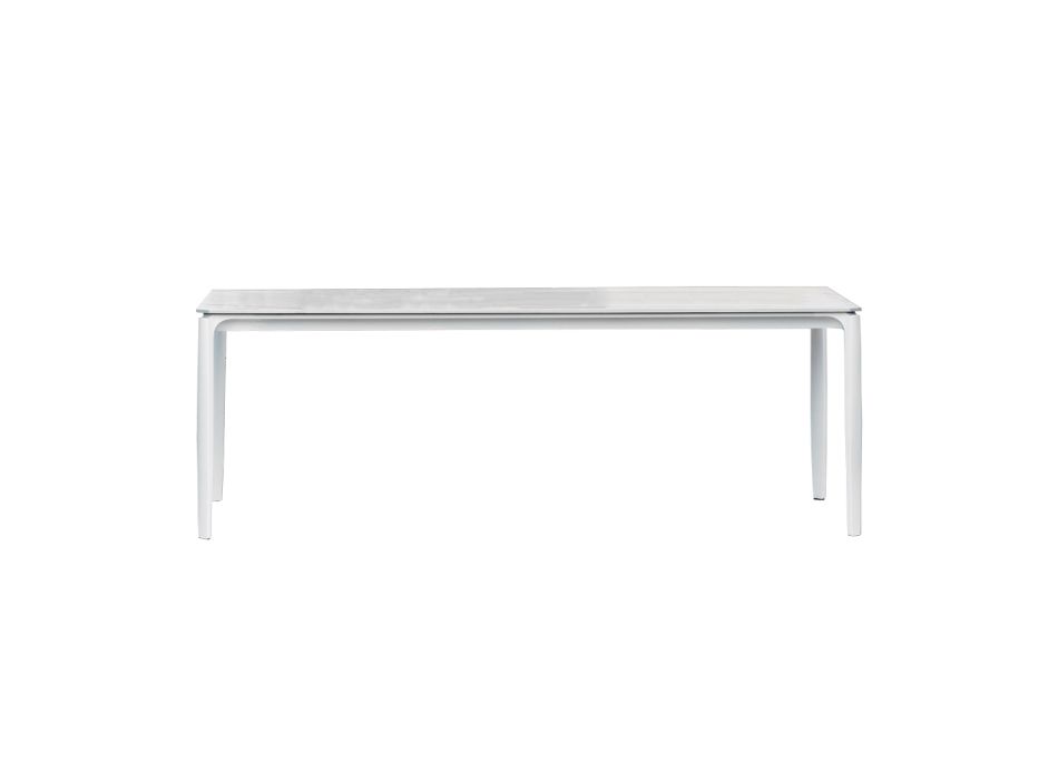 Extendable Outdoor Dining Table 318 cm in Aluminum and Stoneware - Filomena Viadurini