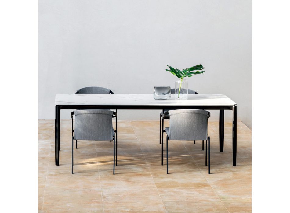 Extendable Outdoor Dining Table 318 cm in Aluminum and Stoneware - Filomena Viadurini