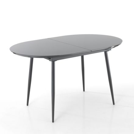 Dining Table Extendable to 160 cm in Mdf and Gray Metal - Carmel Viadurini