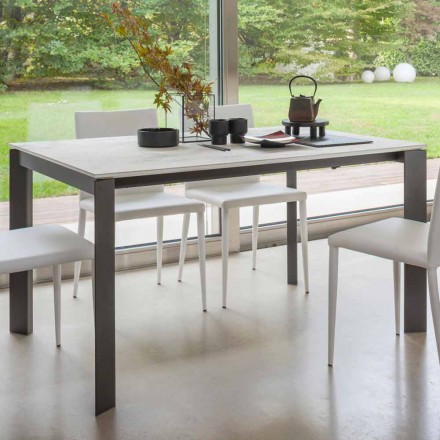 Extendable Dining Table to 180 cm in Ceramic Made in Italy - Pitagora Viadurini