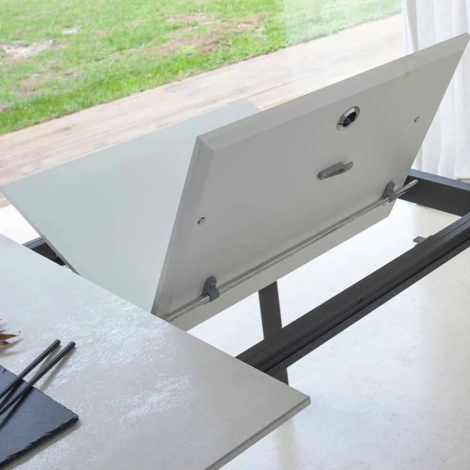 Extendable Dining Table to 180 cm in Ceramic Made in Italy - Pitagora Viadurini