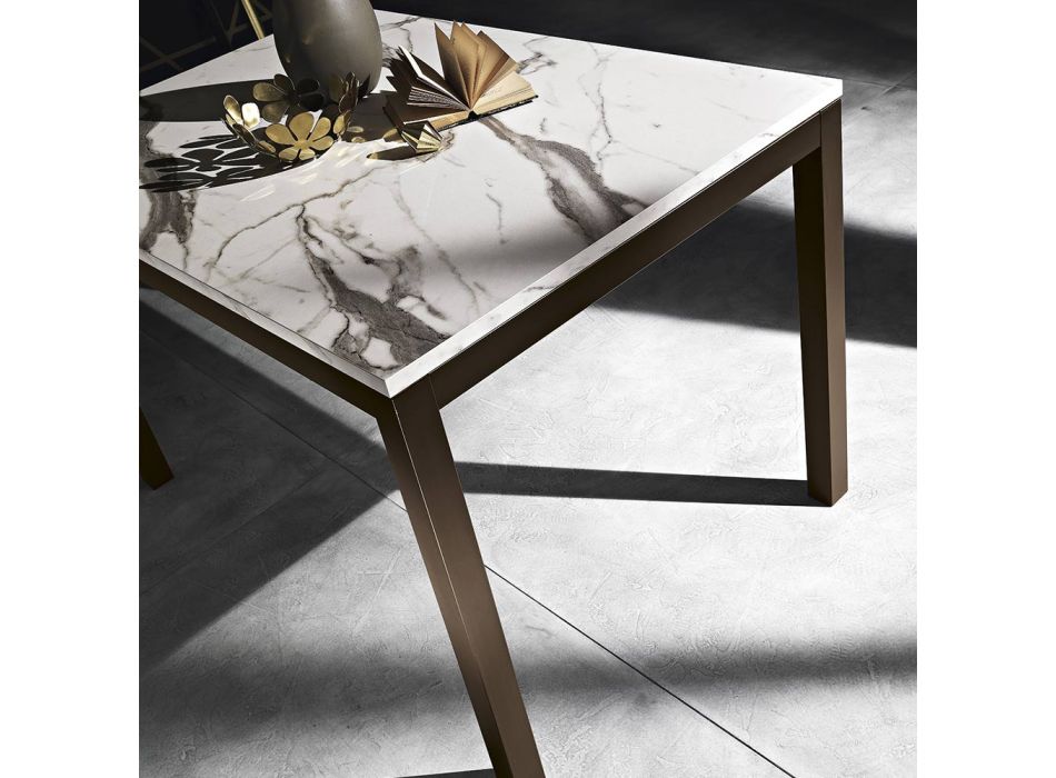 Extendable Dining Table to 180 cm in Metal and Melamine Made in Italy - Beatrise Viadurini