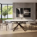 Extendable Dining Table (200/230 cm) in Glass Ceramic and Metal - Naisha Viadurini