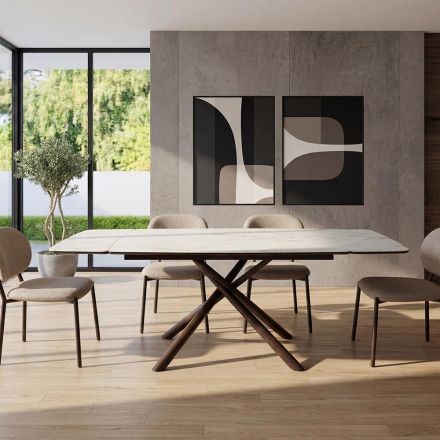 Extendable Dining Table (200/230 cm) in Glass Ceramic and Metal - Naisha Viadurini
