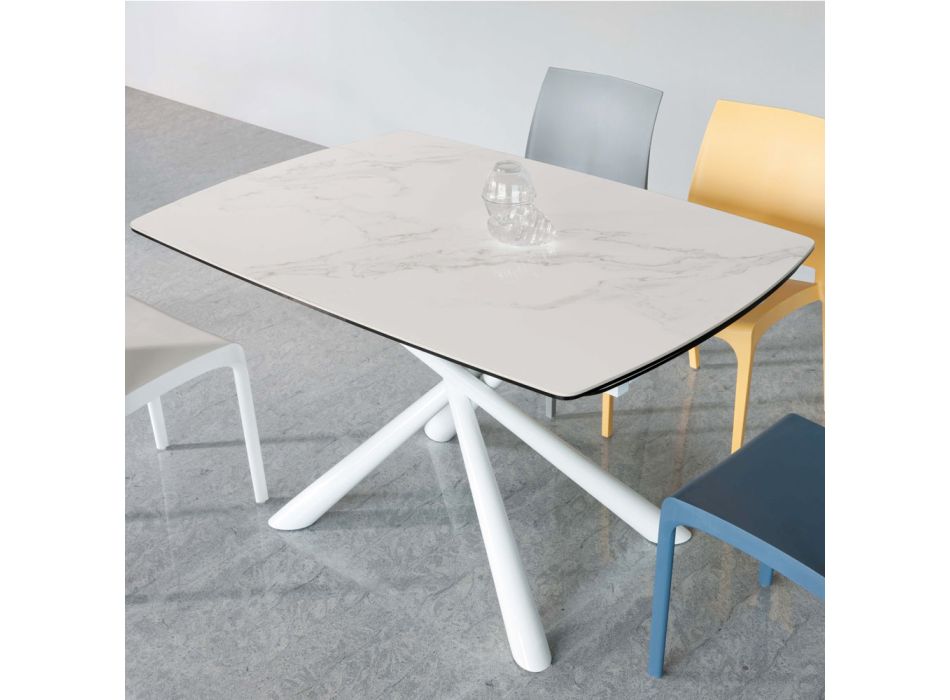 Extendable Dining Table to 200 cm in Glass Ceramic and Metal - Naisha Viadurini
