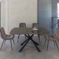 Extendable Dining Table to 230 cm in Glass Ceramic and Metal - Kinari