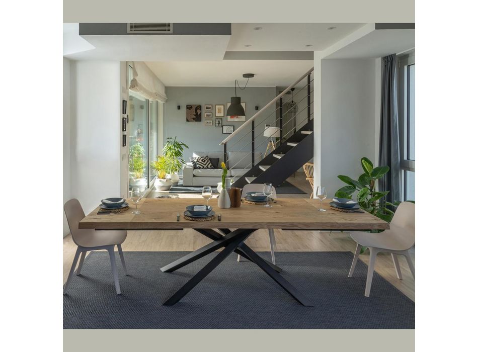 Extendable Dining Table to 240 cm in Oak Wood Made in Italy - Persico Viadurini
