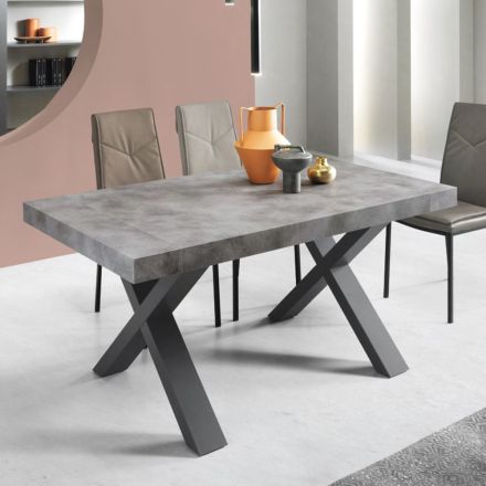 Dining Table Extendable to 260 cm Modern Concrete Effect - Lenova Viadurini