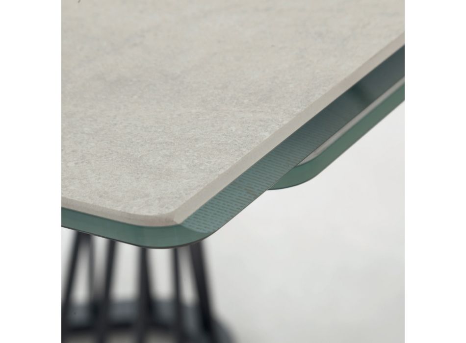 Dining Table Extendable to 290 cm in Metal and Ceramic Top - Ricolo Viadurini