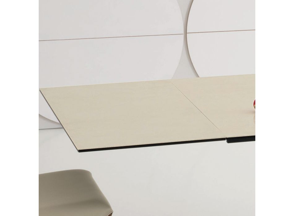 Extendable Dining Table to 3 m in Ceramic and Wooden Legs - Cesteo Viadurini