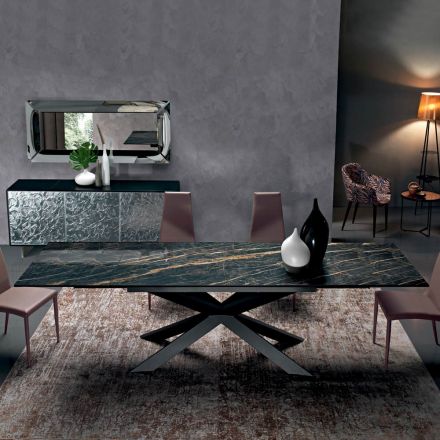 Extendable Dining Table to 300 cm in Hypermarble Made in Italy - Grotta Viadurini