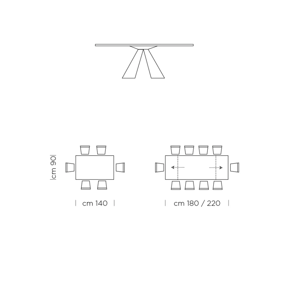 Extendable Dining Table to 300 cm in HPL Laminate Made in Italy - Dalmatian Viadurini
