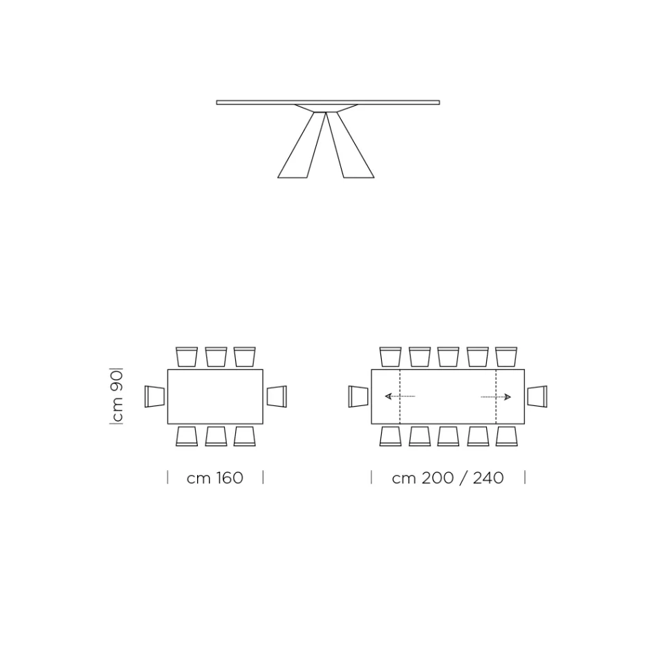 Extendable Dining Table to 300 cm in HPL Laminate Made in Italy - Dalmatian Viadurini