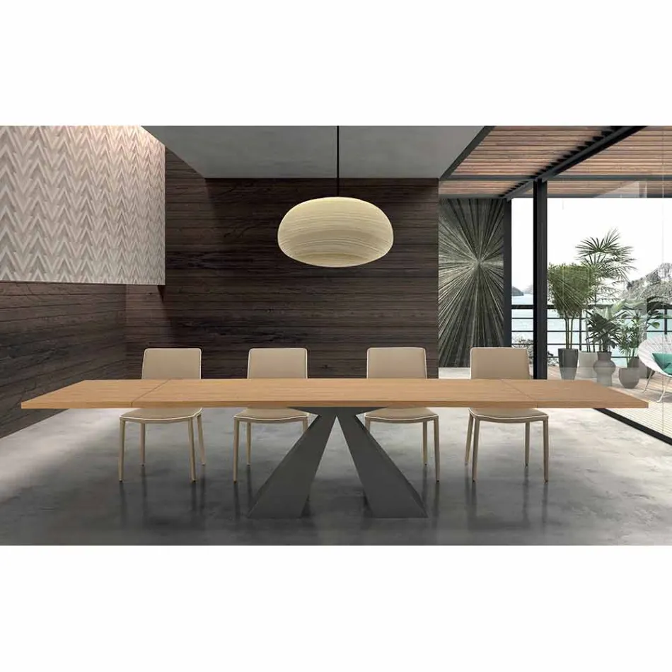 Extendable Dining Table to 300 cm in HPL Laminate Made in Italy - Dalmatian Viadurini