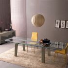 Dining Table Extendable to 300 cm in Wood and Glass Top - Bedrio Viadurini
