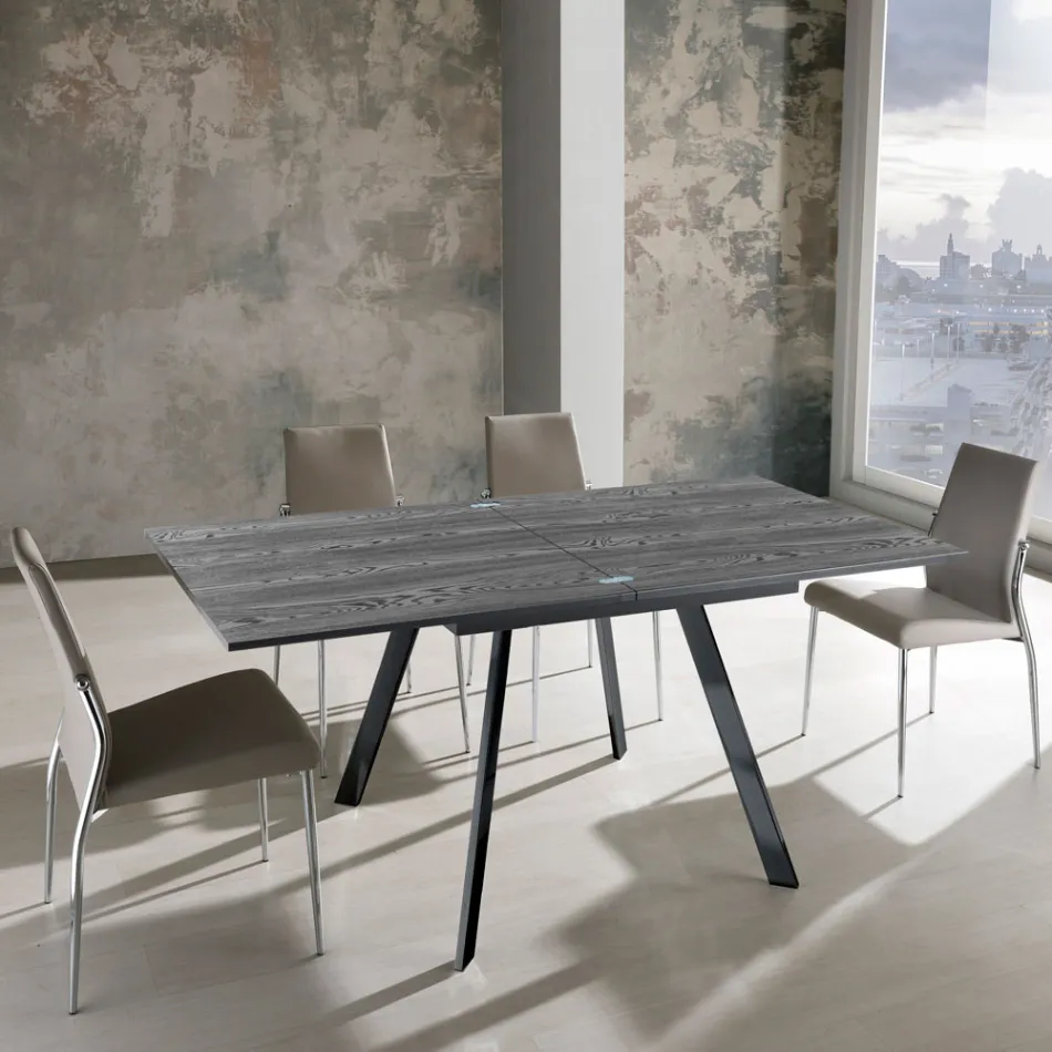 Extendable Folding Dining Table in MDF and Metal - Arsenic Viadurini