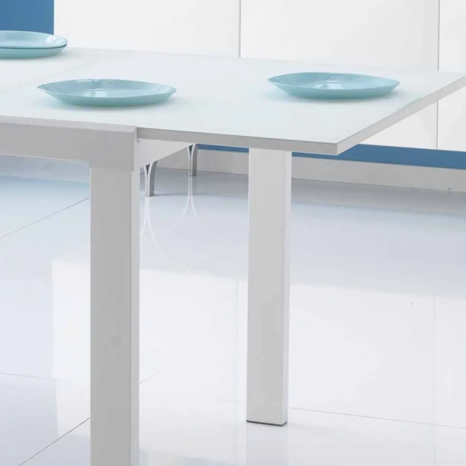 extendable dining table with glass top Teo Viadurini