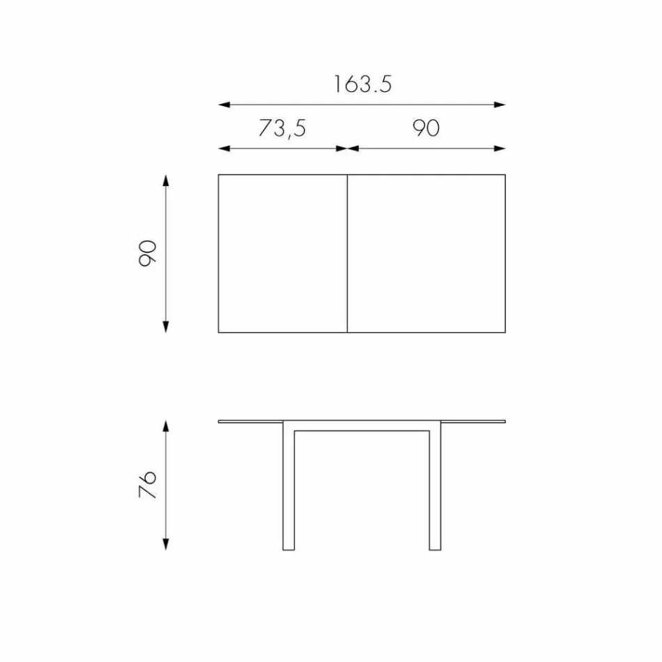 Extendable dining table with Teo glass top Viadurini