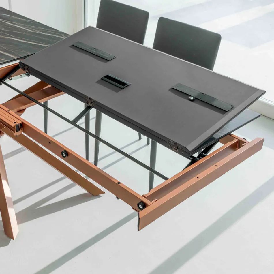 Extendable Dining Table with Metal Frame Made in Italy - Elastic Viadurini