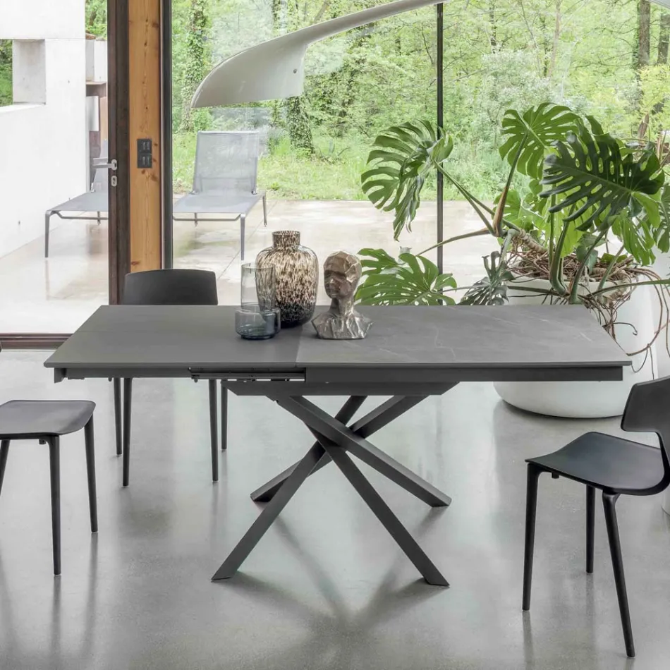 Extendable Dining Table with Metal Frame Made in Italy - Elastic Viadurini