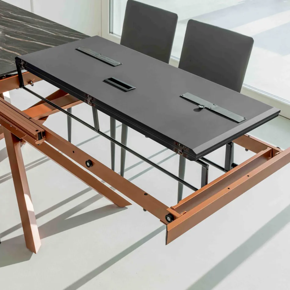 Extendable Dining Table with Metal Frame Made in Italy - Elastic Viadurini
