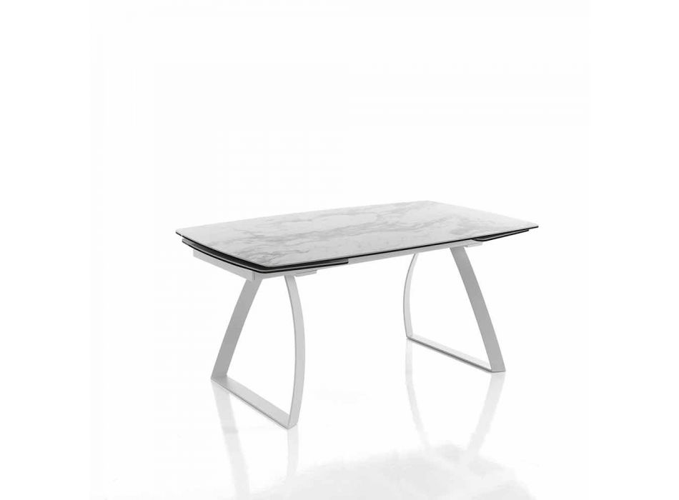 Extensible Design Ceramic Glass Dining Table, Willer Viadurini