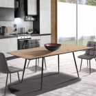 Extendable Dining Table Up to 160 cm in Mdf and Black Metal - Crumiro Viadurini