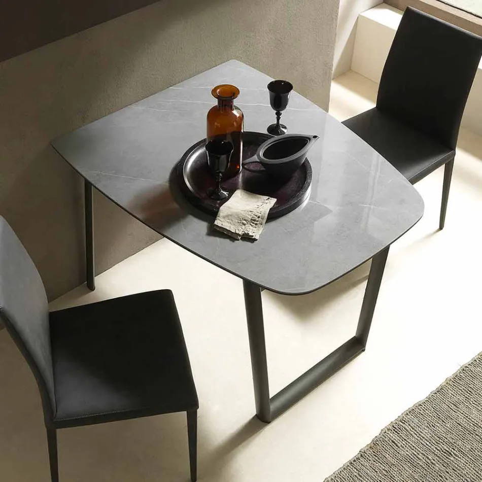 Extendable Dining Table Up to 170 cm in Ceramic Made in Italy - Tremiti Viadurini