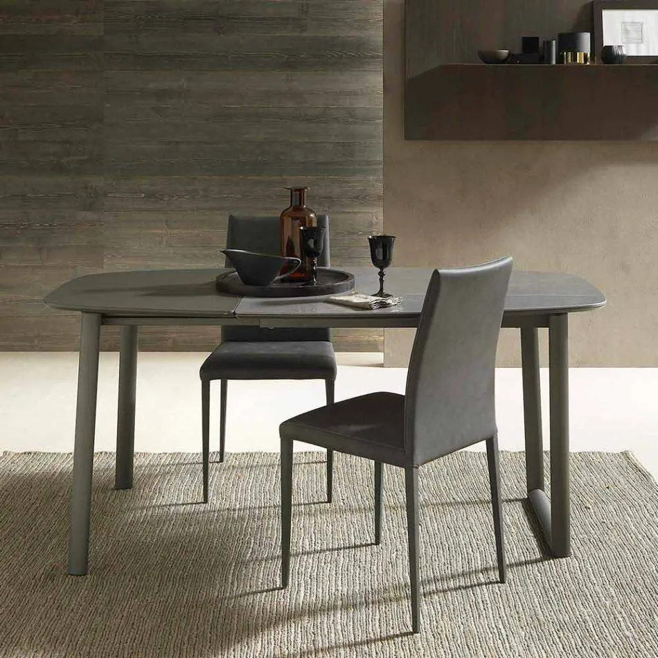 Extendable Dining Table Up to 170 cm in Ceramic Made in Italy - Tremiti Viadurini