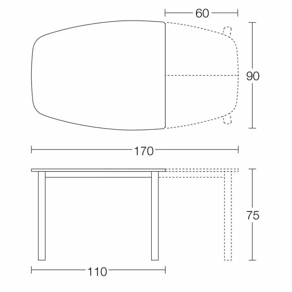 Extendable Dining Table Up to 170 cm in Ceramic Made in Italy - Tremiti Viadurini