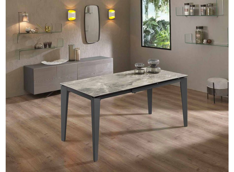Extendable Dining Table Up to 170 cm in Modern Metal and Ceramic - Syrta Viadurini