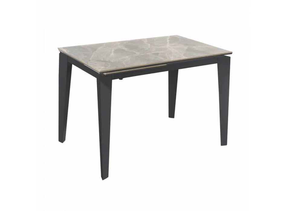 Extendable Dining Table Up to 170 cm in Modern Metal and Ceramic - Syrta Viadurini