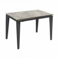 Extendable Dining Table Up to 170 cm in Modern Metal and Ceramic - Syrta