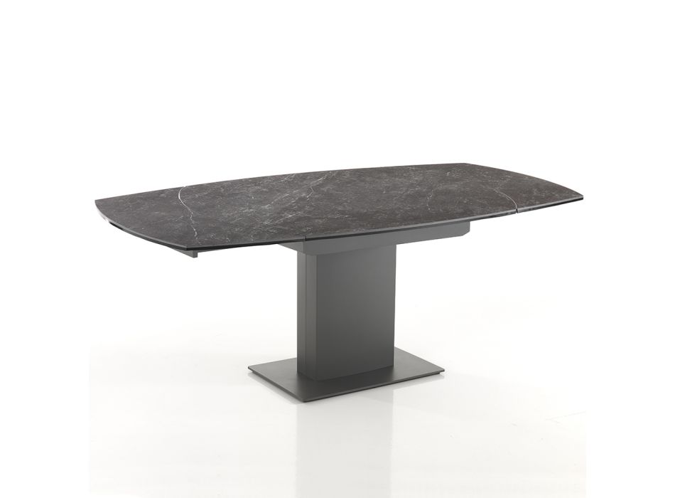 Extendable Dining Table Up to 180 cm in Ceramic and Steel - Catone Viadurini