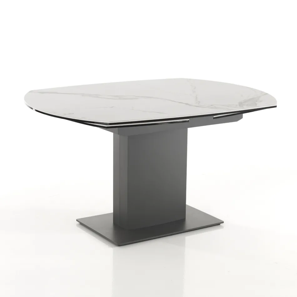 Extendable Dining Table Up to 180 cm in Ceramic and Steel - Catone Viadurini