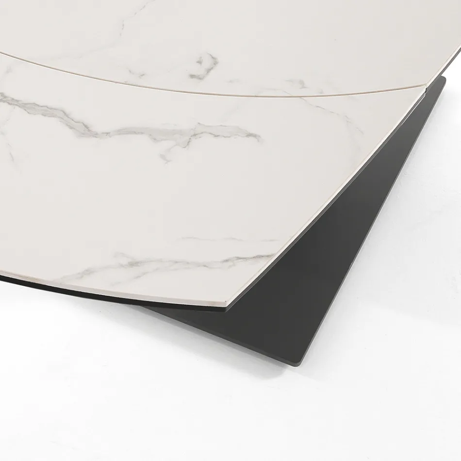 Extendable Dining Table Up to 180 cm in Ceramic and Steel - Catone Viadurini