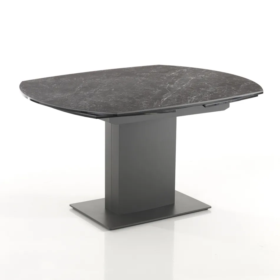 Extendable Dining Table Up to 180 cm in Ceramic and Steel - Catone Viadurini