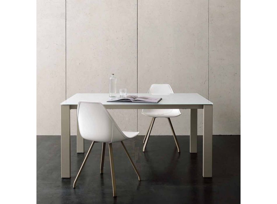 Extendable Dining Table Up to 204 cm in Made in Italy Crystal - Palladio Viadurini