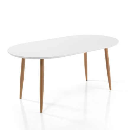 Extendable Dining Table Up to 220 cm in Matt White Mdf - Toledo Viadurini