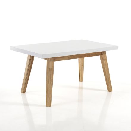 Extendable Dining Table Up to 235 cm in White Lacquered Mdf - Fedora Viadurini