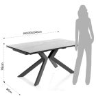 Extendable Dining Table Up to 240 cm in Ceramic and Metal - Ugo Viadurini