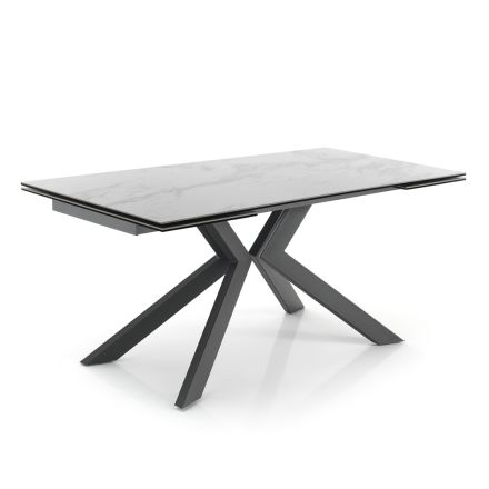 Extendable Dining Table Up to 240 cm in Ceramic and Metal - Ugo Viadurini