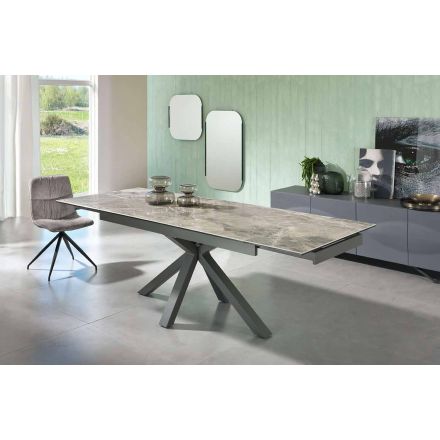 Extendable Dining Table Up to 240 cm in Metal and Ceramic - Laryssa Viadurini