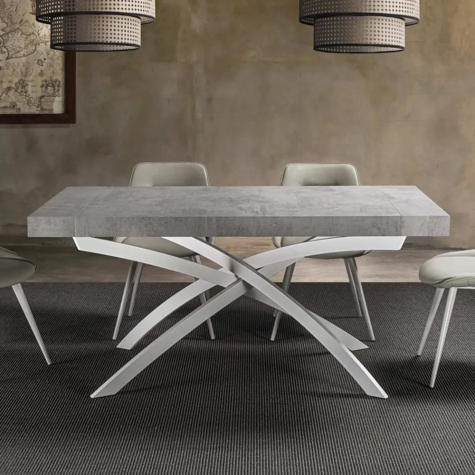 Extendable Dining Table Up to 260 cm in Melamine Wood and Metal - Lukas Viadurini